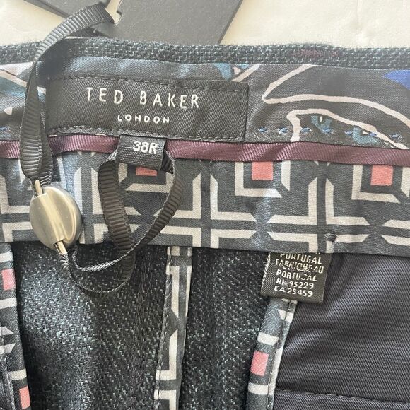 Ted Baker London Men’s Dress Pants 38R Navy Herringbone Wool Blend NWT Formal - Picture 7 of 12
